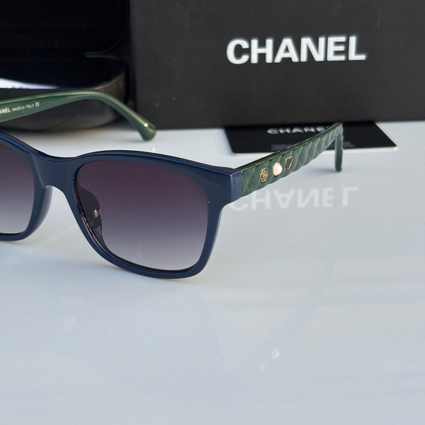 Chanel Sunglasses Square Dark Navy Frame Black Lens