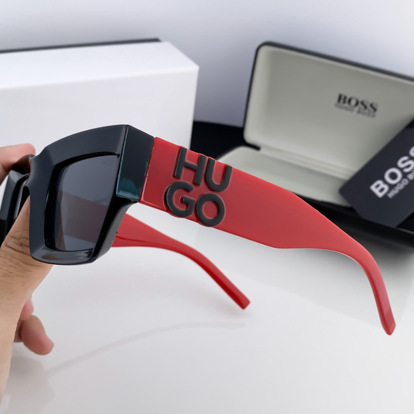 Hugo Sunglasses Shield Style Red Arms Black Lens