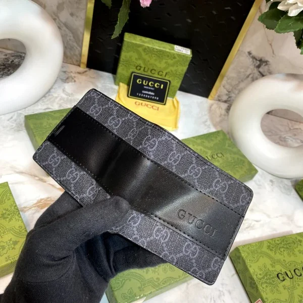 Gucci GG Supreme Black Wallet – Leather Bifold with Box and Dust Cloth