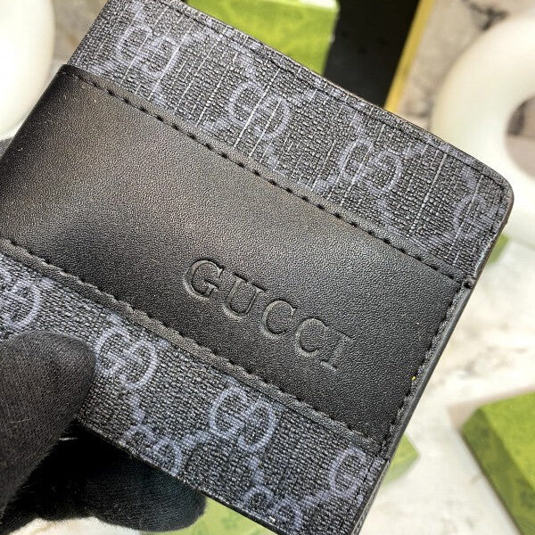 Gucci GG Supreme Black Wallet – Leather Bifold with Box and Dust Cloth