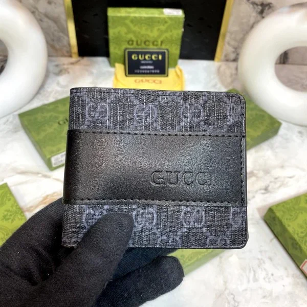 Gucci GG Supreme Black Wallet – Leather Bifold with Box and Dust Cloth