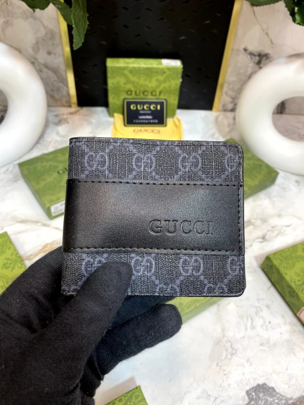 Gucci GG Supreme Black Wallet – Leather Bifold with Box and Dust Cloth