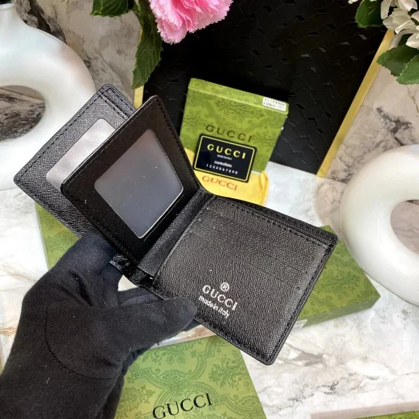 Gucci GG Supreme Black Wallet – Leather Bifold with Box and Dust Cloth