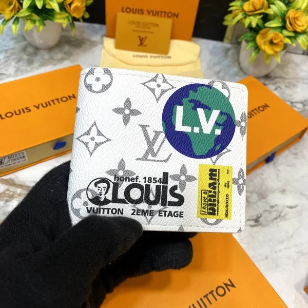 Louis Vuitton Passport Stamp Wallet – Limited Edition Monogram with Globe and Barcode Graphics