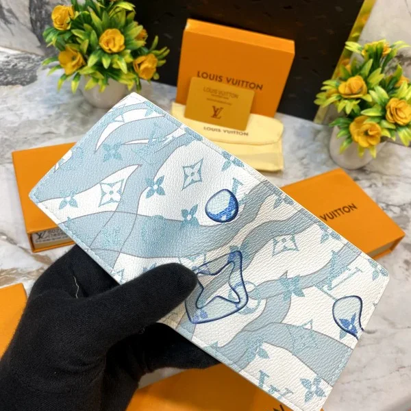 Louis Vuitton Wave Monogram Wallet – Blue Limited Edition Bifold with Box