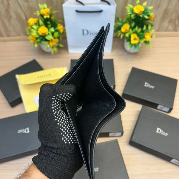 Dior Oblique Jacquard Wallet – Navy Beige Bifold with Box and Pouch