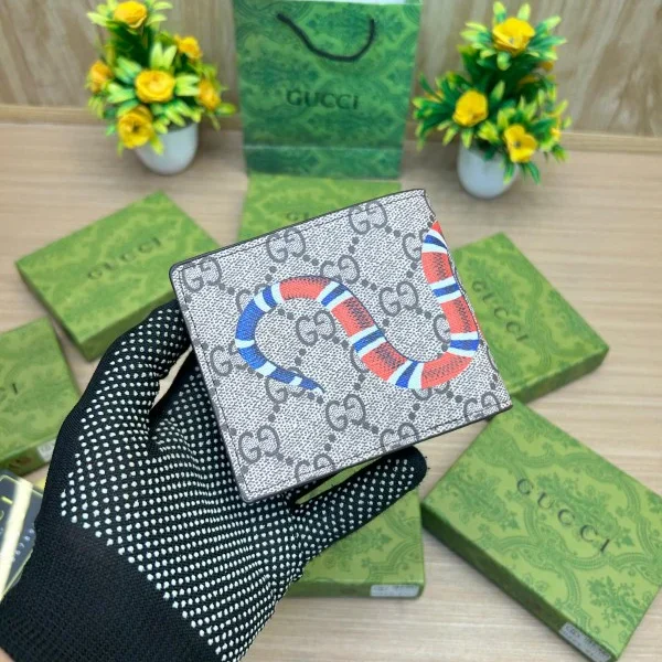 Gucci inspired wallet with snake print and branded gift box