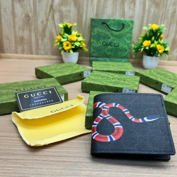 Gucci Inspired Wallet – Snake Print Bifold for Men with Gift Box