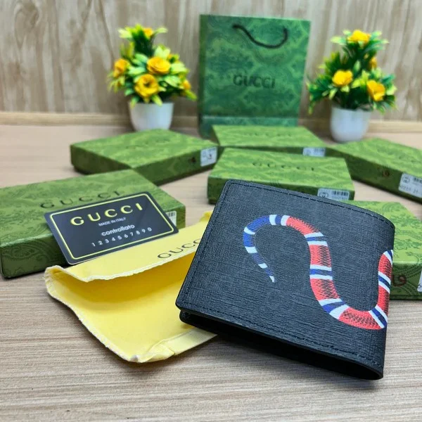 Gucci Inspired Wallet – Snake Print Bifold for Men with Gift Box