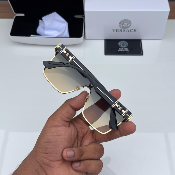 Versace Sunglasses Shield Oversized Medusa Black Gold Gradient