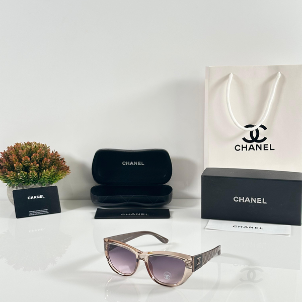Chanel Sunglasses Rectangular Transparent Beige Gradient Lens