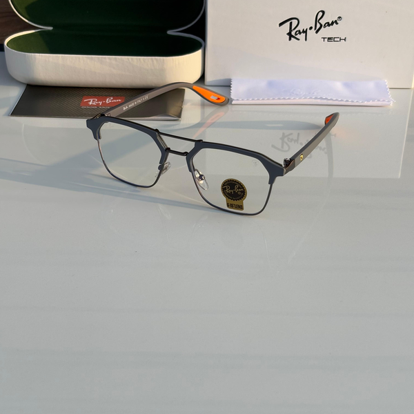 Ray-Ban Eyeglasses Geometric Metal Frame Orange Arms