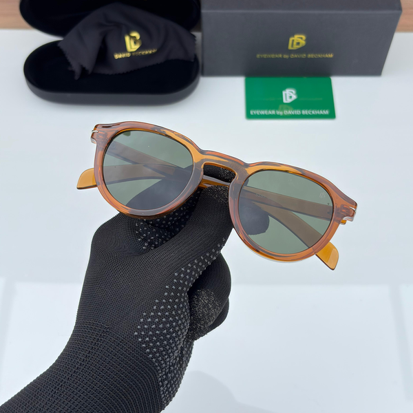 David Beckham Sunglasses Round Transparent Frame Green Lens