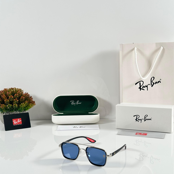 Ray-Ban Sunglasses Square Frame Black Blue Lens