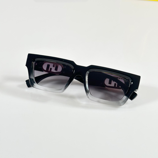 Fendi Sunglasses Square Oversized Black Frame Gold Logo