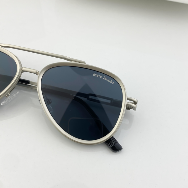 Marc Jacobs Men Sunglasses Oval Metal Frame Silver with Dark Lens