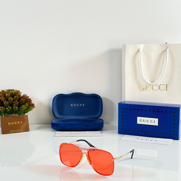 Gucci Sunglasses Aviator Red Lens Gold Frame