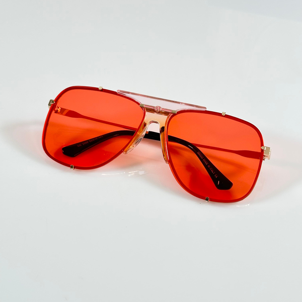 Gucci Sunglasses Aviator Red Lens Gold Frame