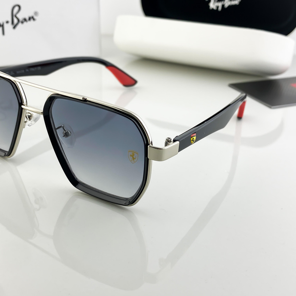 Ray-Ban Sunglasses Geometric Aviator Silver Frame Gradient Grey Lens