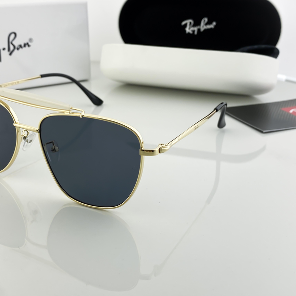 Ray-Ban Sunglasses Square Aviator Style Gold Frame Black Lens