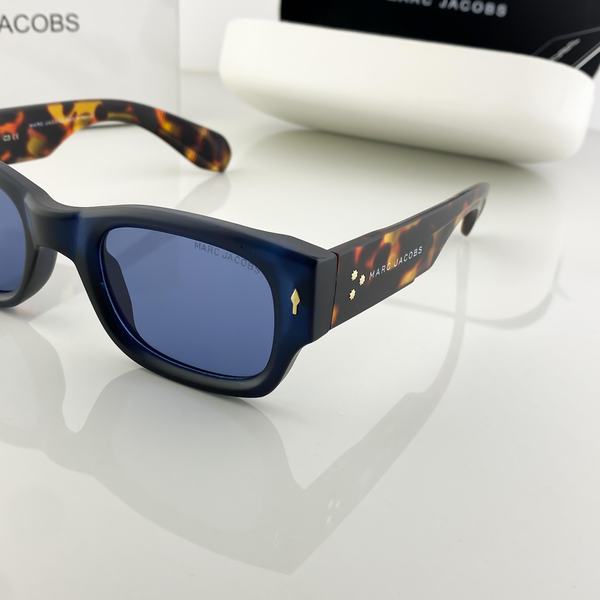 Marc Jacobs Sunglasses Rectangular Frame Blue Lens Tortoise Arms