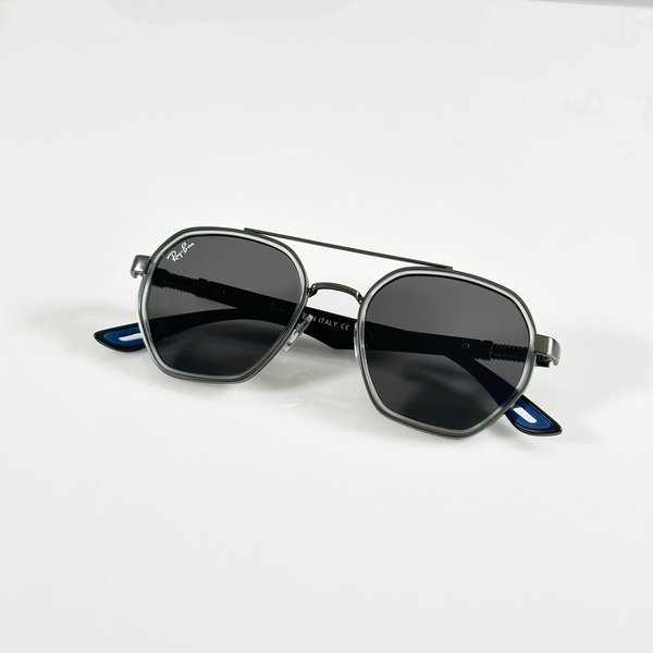 Ray-Ban Sunglasses Hexagonal Frame Black with Dark Grey Lens