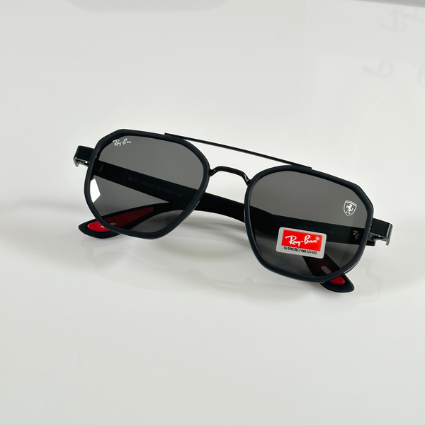 Ray-Ban Sunglasses Square Black Frame Red Arms