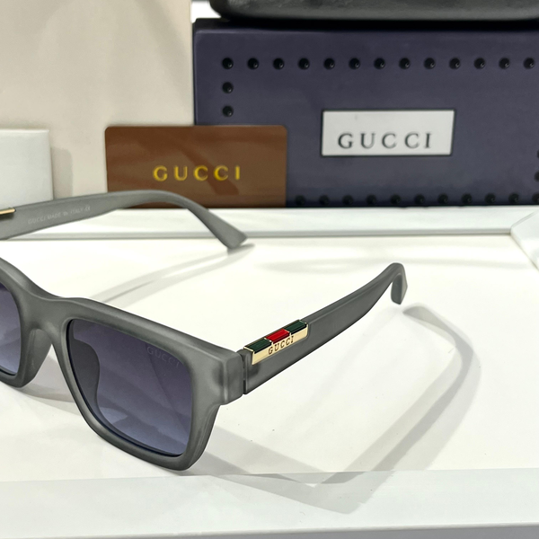 Gucci Sunglasses Square Grey Transparent Frame Gradient Lens