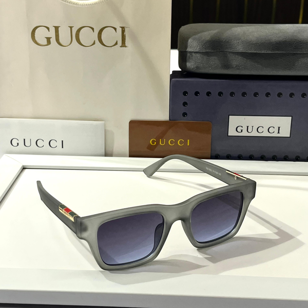 Gucci Sunglasses Square Grey Transparent Frame Gradient Lens