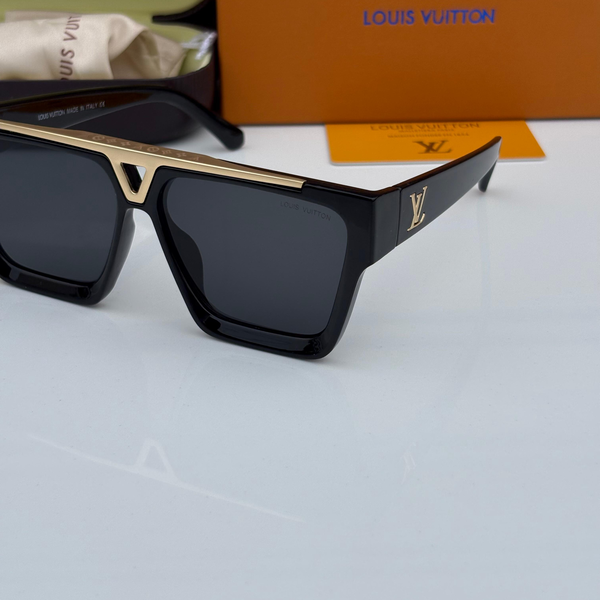 Louis Vuitton Sunglasses Square Frame Black with Gold Accent