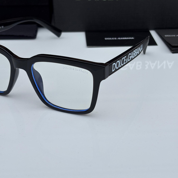Dolce & Gabbana Eyeglasses Square Frame Logo Temple Black