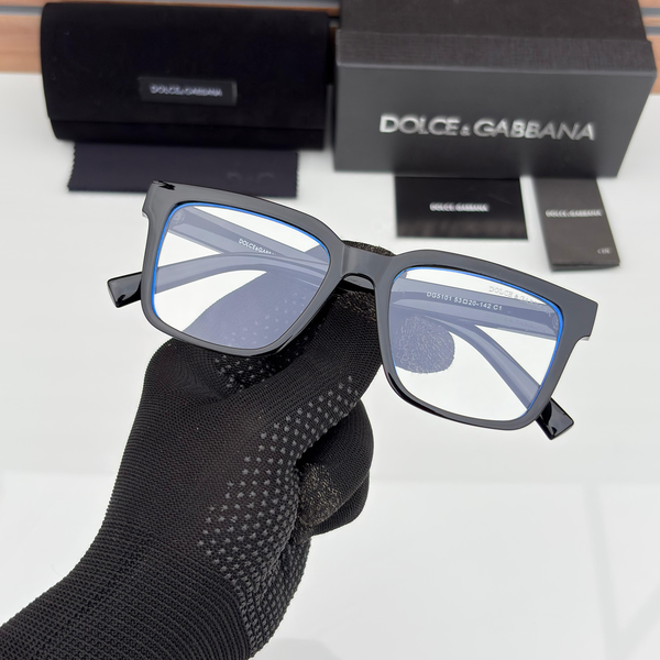 Dolce & Gabbana Eyeglasses Square Frame Logo Temple Black