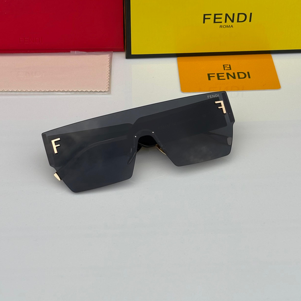 Fendi Sunglasses Shield Visor Black Lens 3D Logo Temples