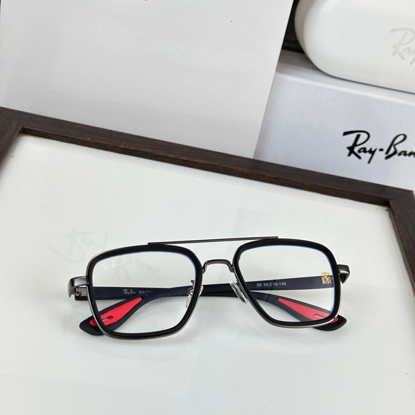 Ray-Ban Eyeglasses Square Frame Black with Red Arms
