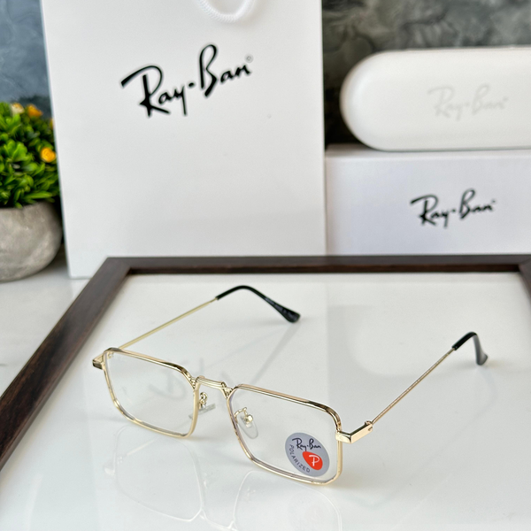 Ray-Ban Eyeglasses Geometric Square Frame Gold