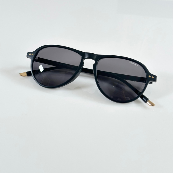 Gucci Sunglasses Aviator Style Gold Tip Black Frame