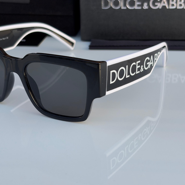 Dolce & Gabbana Sunglasses Rectangular Black Frame White Arms