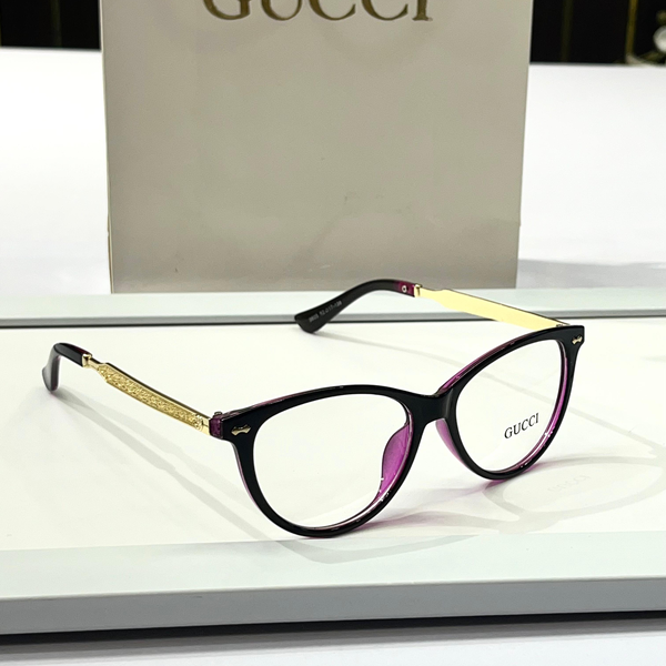 Gucci Eyeglasses Cat Eye Black Purple Frame Gold Temples