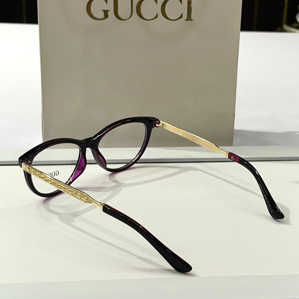 Gucci Eyeglasses Cat Eye Black Purple Frame Gold Temples